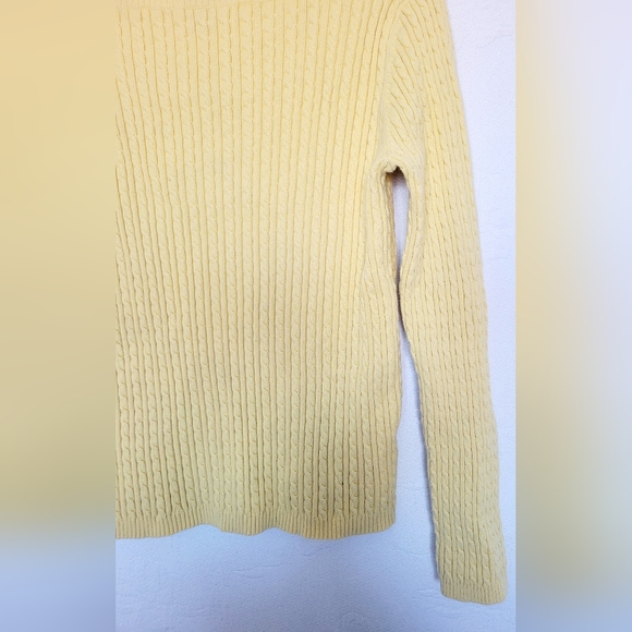 Lauren Ralph Lauren Women's Cable Knit Stretch Cotton Sweater Yellow Boat Neck M - Picture 7 of 11
